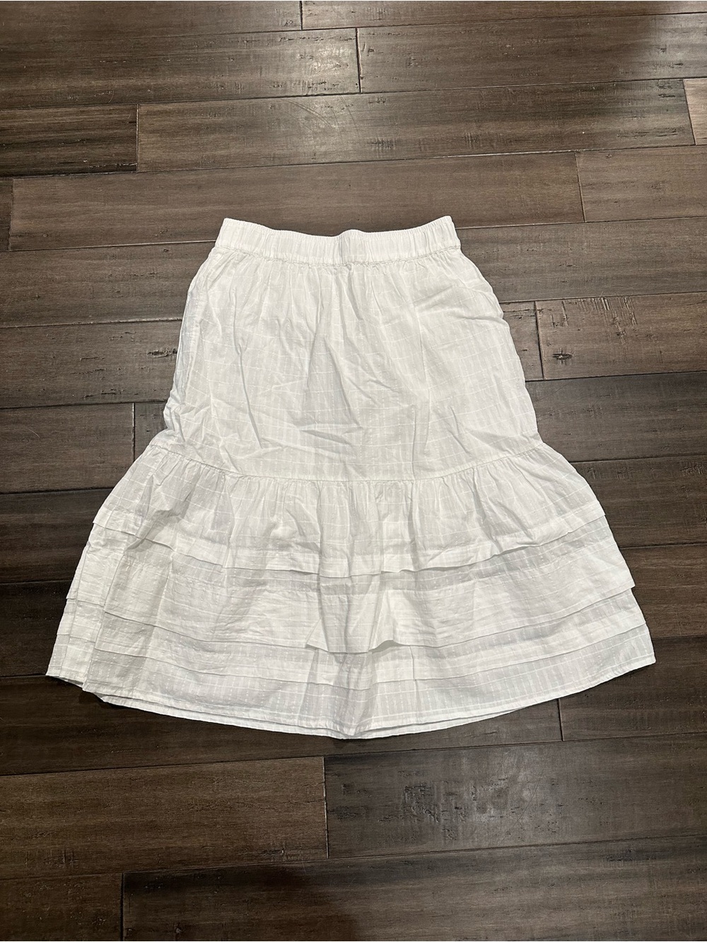 Madewell Classic White Tiered Midi Skirt -